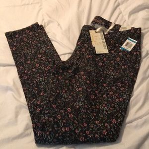 Floral black skinny jeans